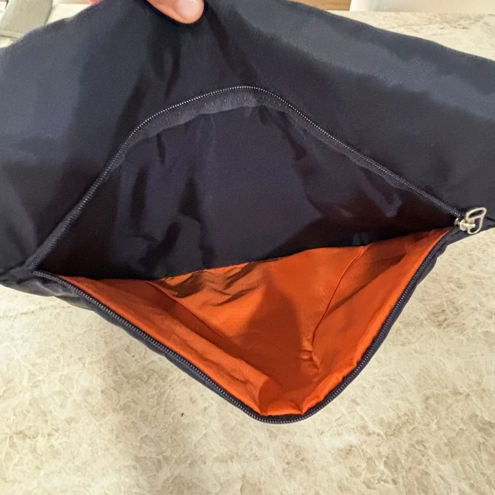 Hugo Boss Vintage Messenger Bag Navy Orange Nylon Crossbody Y2K Utility